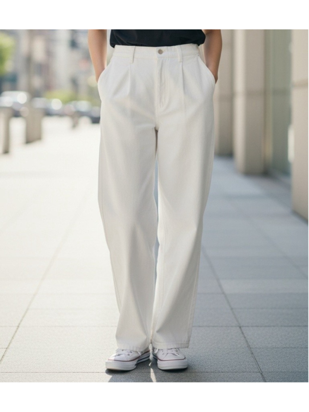 Polo Ralph Lauren Women Pleated Wide-Leg White Chino Pants 10 Waist 30 Inseam 29